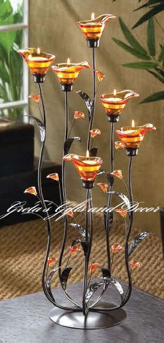 Here is an example of fabulousFall Wedding Candleholders TALL Orange Table 