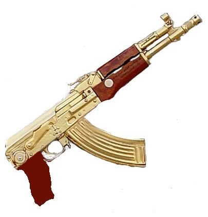 ak 47 gold. the gold AK-47 from the movie