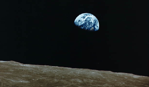 earthrise over the moon