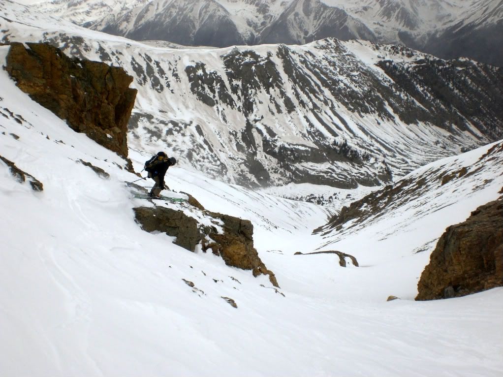 Ski: Carl gets some air - Lower Northwest Gully (Photo: Ben Conners)