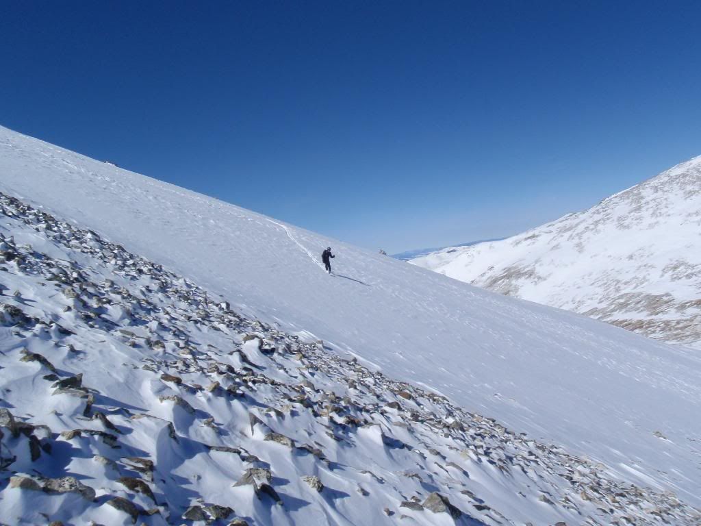 Skiing below the summit on Grays NE Face