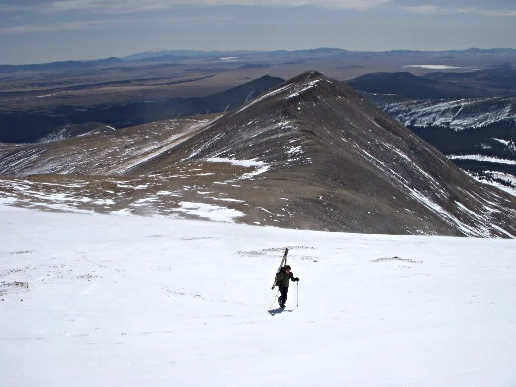 Jon nearing the summit ridge, White Ridge behind him