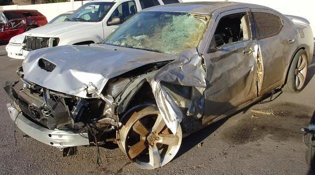 crashed dodge charger