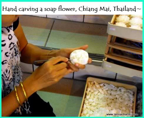 Hand carving a soap flower Chiang Mai Thailand
