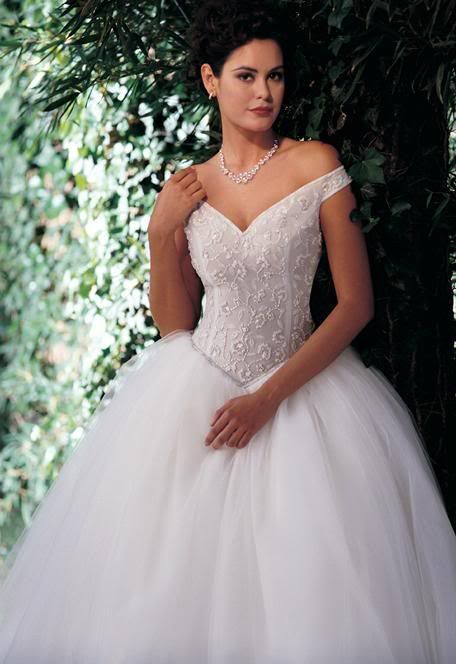 v-neck white bridal gown