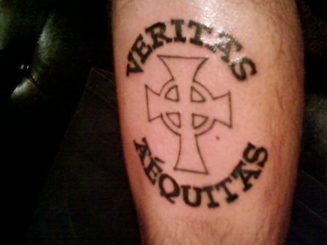 Re: Boondock Saints Tattoos. Here's mine on my left calf.
